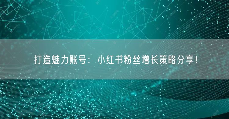 打造魅力账号:小红书粉丝增长策略分享!