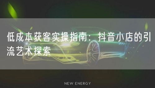 低成本获客实操指南:抖音小店的引流艺术探索