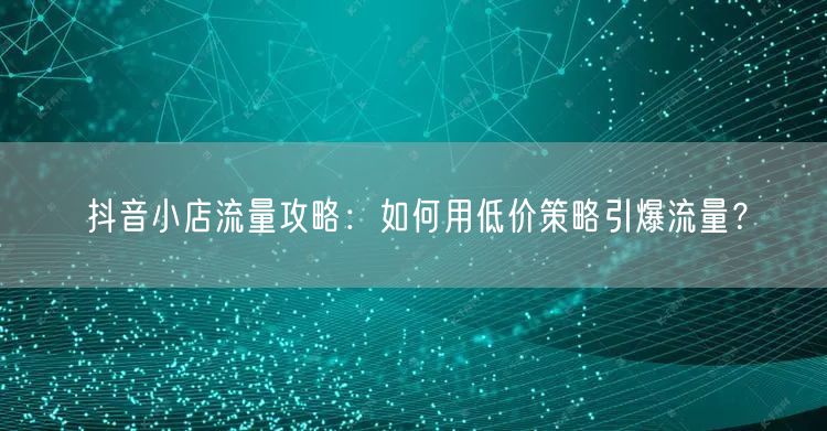 抖音小店流量攻略:如何用低价策略引爆流量?