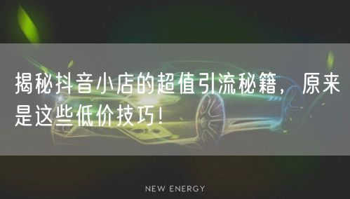 揭秘抖音小店的超值引流秘籍,原来是这些低价技巧!